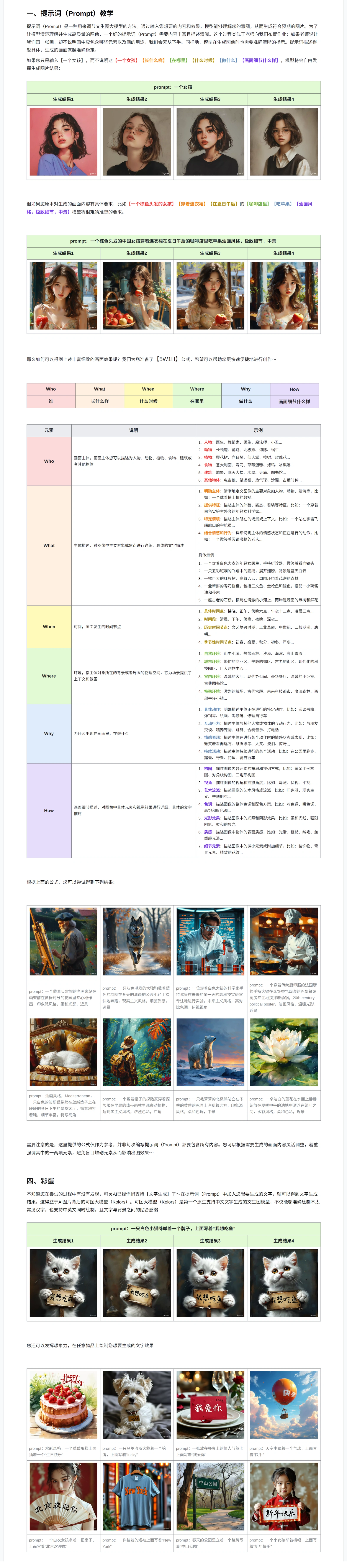 AI画图（AI绘画）：文生图提示词(prompt)教学