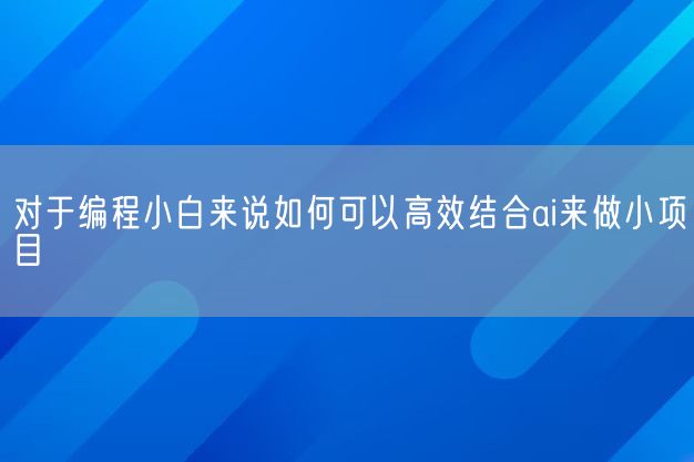 对于编程小白来说如何可以高效结合ai来做小项目